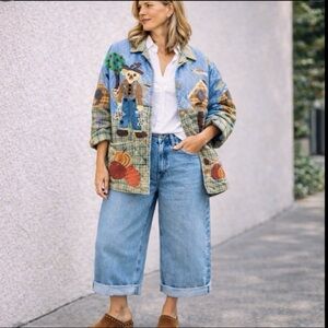 Vintage Patch Magic Quilted Reversible Jacket Pumpkin Harvest Plaid Small